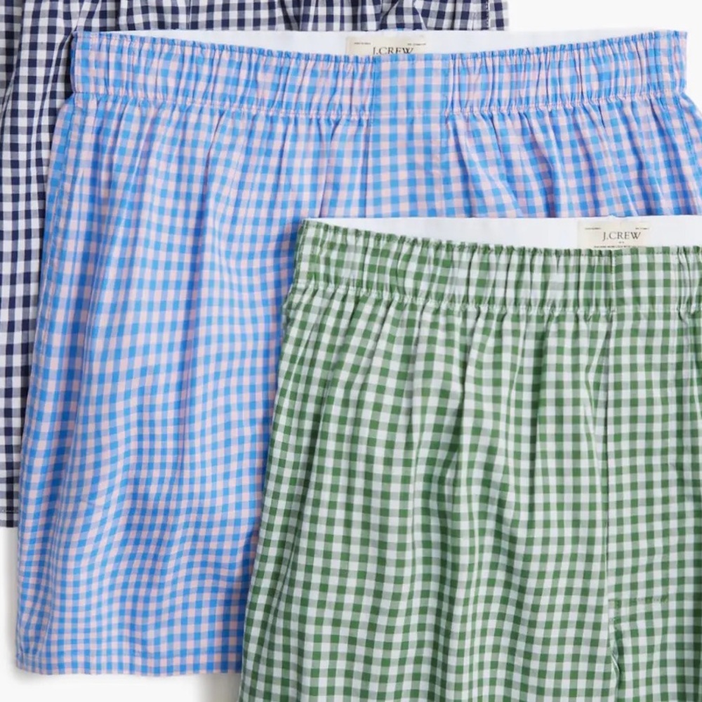 NWOT J. Crew Men's Boxer Underwear Blue/White Gingham Sz S